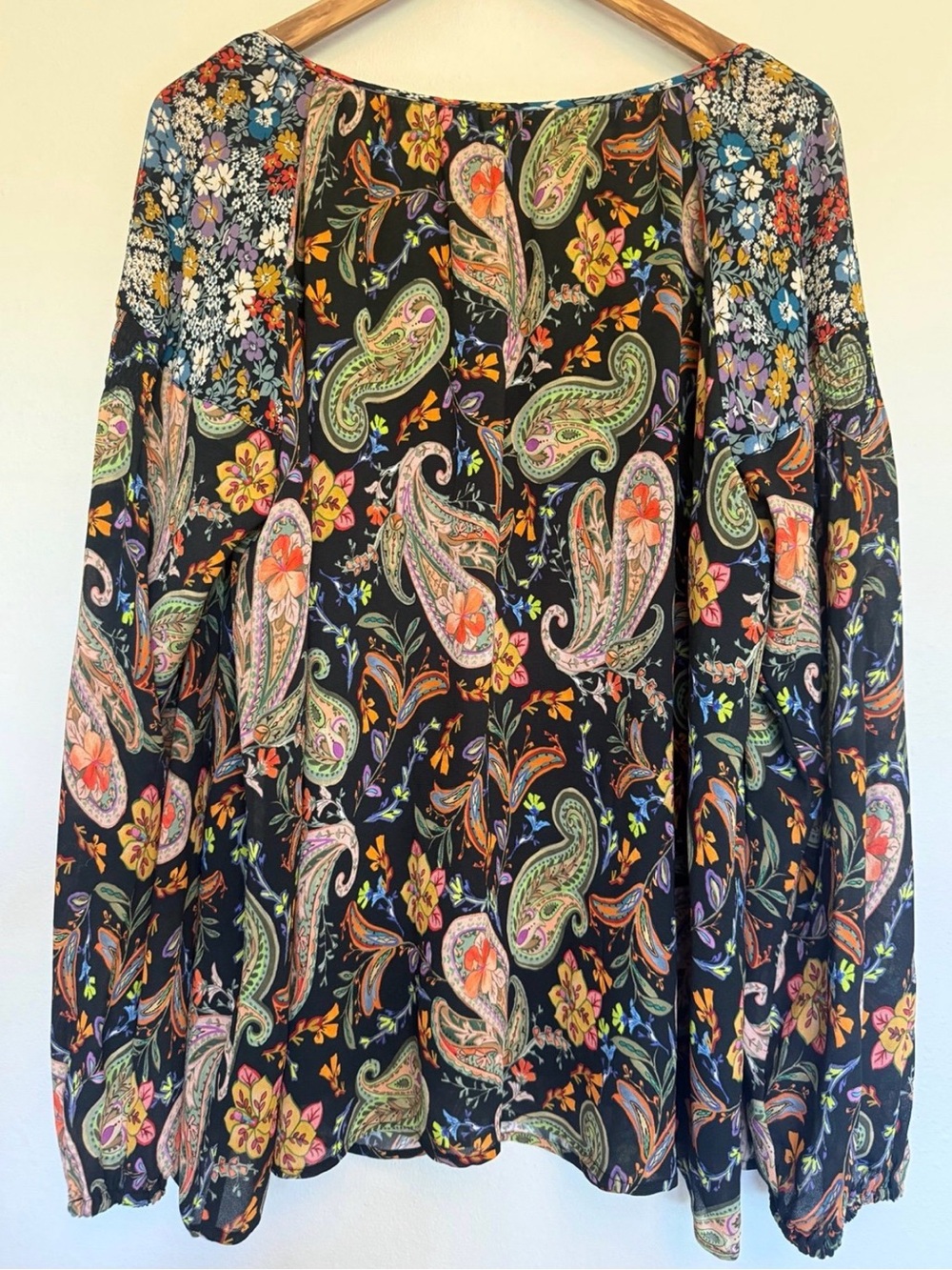 Johnny Was Jade Adela Paisley Peasant Blouse Black XL L184217 - Picture 6 of 11